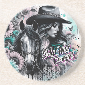 Dessous De Verre En Grès Reste sauvage cowgirl western