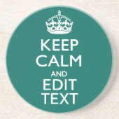 Dessous De Verre En Grès Restez calme et ayez votre texte Turquoise (Devant)