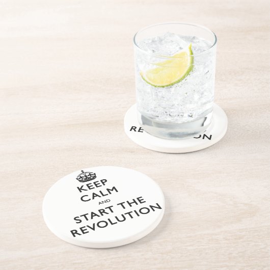 Dessous De Verre En Grès Restez Calme Et Commencez La Révolution (Côté)