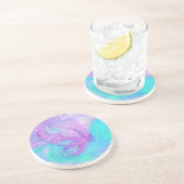 Dessous De Verre En Grès Résumé Abstrait Aqua Violet (Côté)
