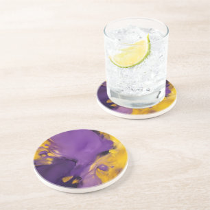 Dessous De Verre En Grès Résumé abstrait violet et or