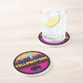 DESSOUS DE VERRE EN GRÈS RÉTRO 80S YELLOWSTONE NATIONAL PARK VAPORWAVE (Côté)