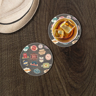 Dessous De Verre En Grès Retro Beer Étiquettes Collage