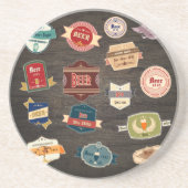 Dessous De Verre En Grès Retro Beer Étiquettes Collage (Devant)