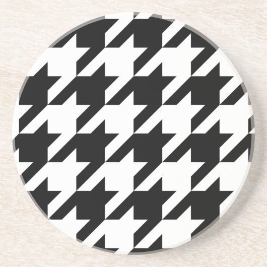 Dessous De Verre En Grès Retro Black White Houndstooth Weaving Pattern (Devant)
