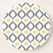 Dessous De Verre En Grès Retro Geometric Ikat Yellow Gray Pattern (Devant)