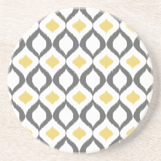 Dessous De Verre En Grès Retro Geometric Ikat Yellow Gray Pattern (Devant)