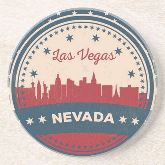 Dessous De Verre En Grès Retro Las Vegas Skyline (Devant)