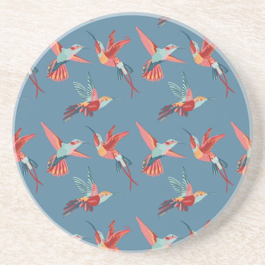 Dessous De Verre En Grès Rétro motif de colibri (Devant)