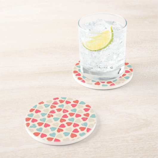 Dessous De Verre En Grès Rétro motif de Saint-Valentin (Côté)