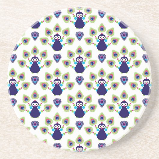 Dessous De Verre En Grès rétro paon exotique de l'Inde (Devant)