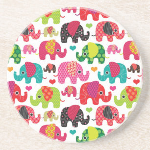 Dessous De Verre En Grès rétro papier peint de motif d'enfants d'éléphan