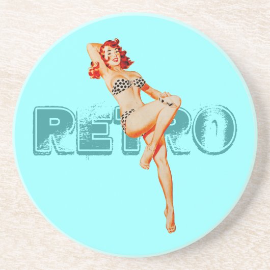 Dessous De Verre En Grès Retro Pin Up (Devant)