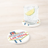 Dessous De Verre En Grès Rétro signe de Las Vegas (Côté)