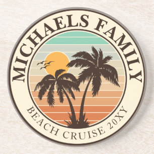 Dessous De Verre En Grès Réunion en famille Summer Sunset Beach Palm Trees 