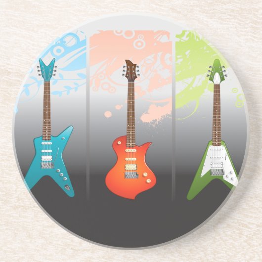 Dessous De Verre En Grès Rêve d'amants de guitare électrique (Devant)
