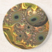 Dessous De Verre En Grès Rêve fractal d'or liquide (Devant)