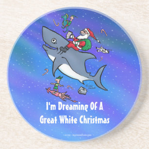 Dessous De Verre En Grès Rêver d'un Noël au grand requin blanc
