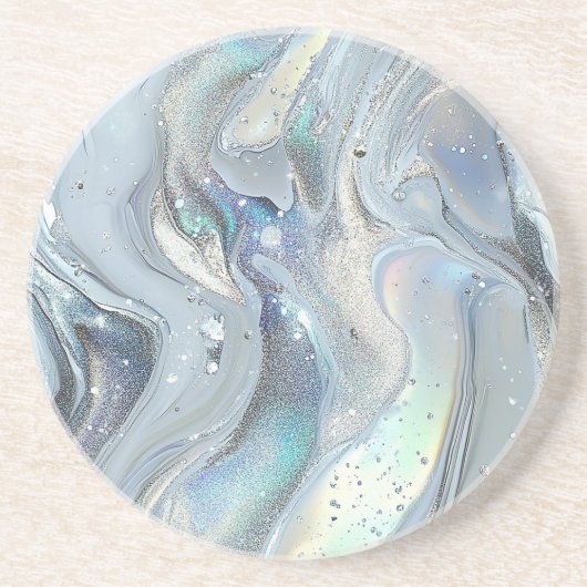 Dessous De Verre En Grès Rêves de marbre en bleu (Devant)