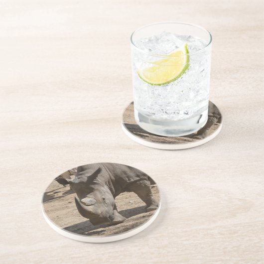 Dessous De Verre En Grès Rhinocéros Rutting (Côté)