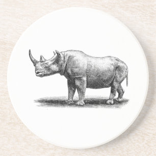 Dessous De Verre En Grès Rhinocéros vintages de rhinocéros d'illustration