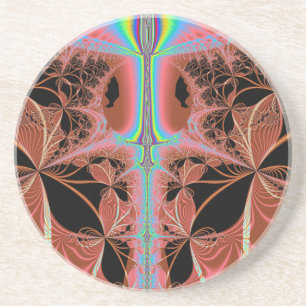 Dessous De Verre En Grès Robe Rose Avec Laser Arc-En-Ciel Abstrait