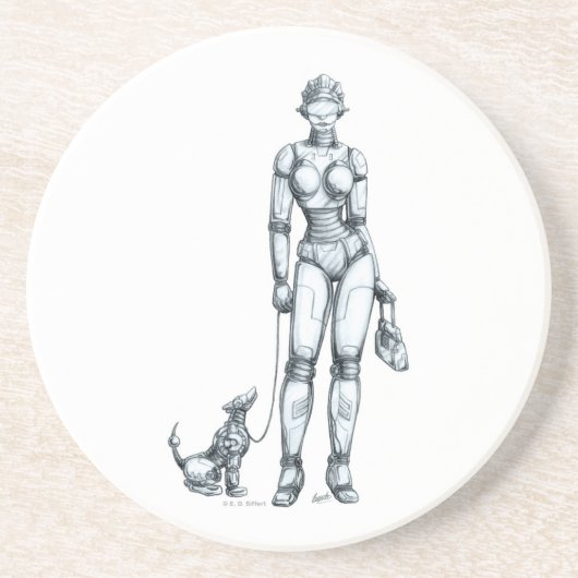 Dessous De Verre En Grès Robots (Devant)