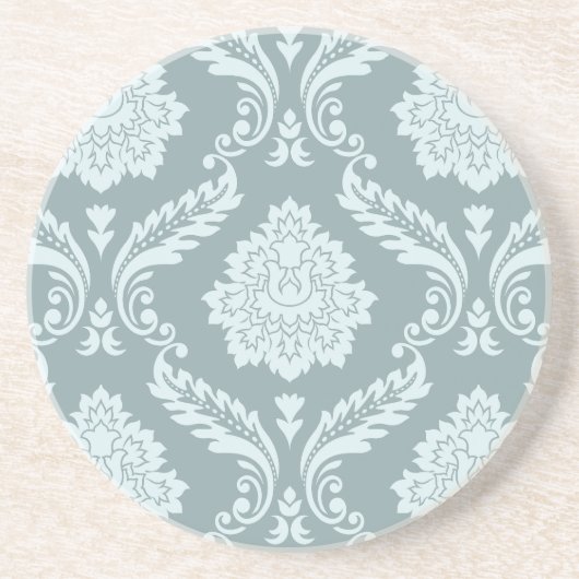 Dessous De Verre En Grès Rococo Damask Big Pattern Duck Egg Blue+Teal (Devant)