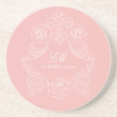 Dessous De Verre En Grès Rococo Dusty rose Mariage Logo Crest (Devant)