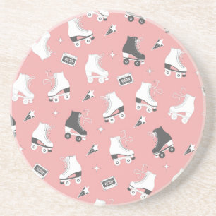 Dessous De Verre En Grès Roller skates cassette motif.