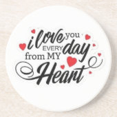 Dessous De Verre En Grès Romantic Love Quote (Devant)