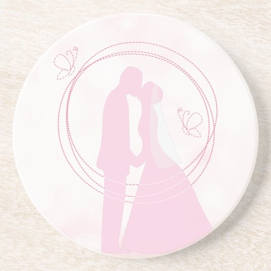 Dessous De Verre En Grès Romantique Dreamtic Mariage rose Couple (Devant)