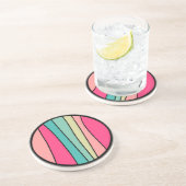 Dessous De Verre En Grès Rond Abstrait Couleur 160422(02) (Côté)