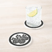 Dessous De Verre En Grès Rond avec cinq trois paulownia (Côté)