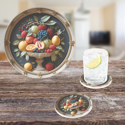 Dessous De Verre En Grès Rond de grès de l'Orchard doré 