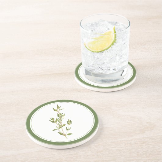 DESSOUS DE VERRE en grès rond de THYME FRAIS (-tex (Côté)