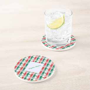 Dessous De Verre En Grès Rond personnalisé avec drapeau du Mexique en mosaï