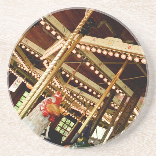 Dessous De Verre En Grès Rooster du carrousel rétro (Devant)