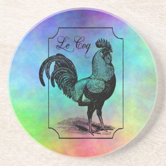 Dessous De Verre En Grès Rooster vintage Pastel (Devant)