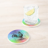 Dessous De Verre En Grès Rooster vintage Pastel (Côté)