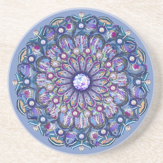 Dessous De Verre En Grès Rosace bleue (Devant)