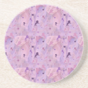 Dessous De Verre En Grès rose and purple unicorn and stars