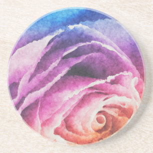 Dessous De Verre En Grès Rose arc-en-ciel aquarelle