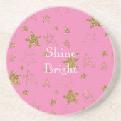 Dessous De Verre En Grès Rose avec étoiles d'or (Devant)