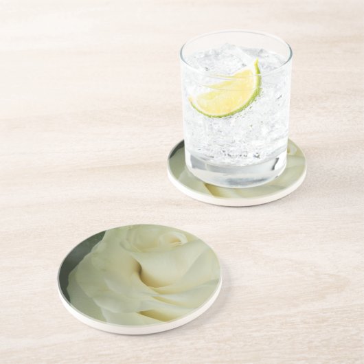 Dessous De Verre En Grès Rose blanche (Côté)