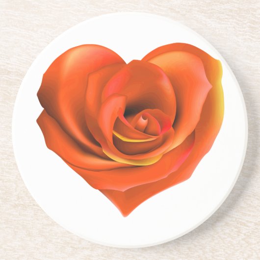 Dessous De Verre En Grès Rose Coeur brillant Orange (Devant)