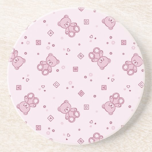 Dessous De Verre En Grès Rose d'arrière - plan de nounours (Devant)