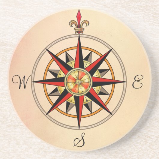 Dessous De Verre En Grès Rose de boussole (Devant)