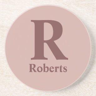 Dessous De Verre En Grès Rose de cannelle Initiale/Première/Nom de famille