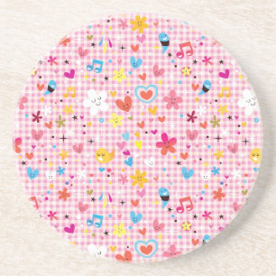 Dessous De Verre En Grès rose de motif de bande dessinée d'amusement